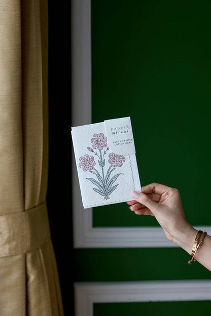 Block Printed Greeting Card - Nargis Dusky Pink