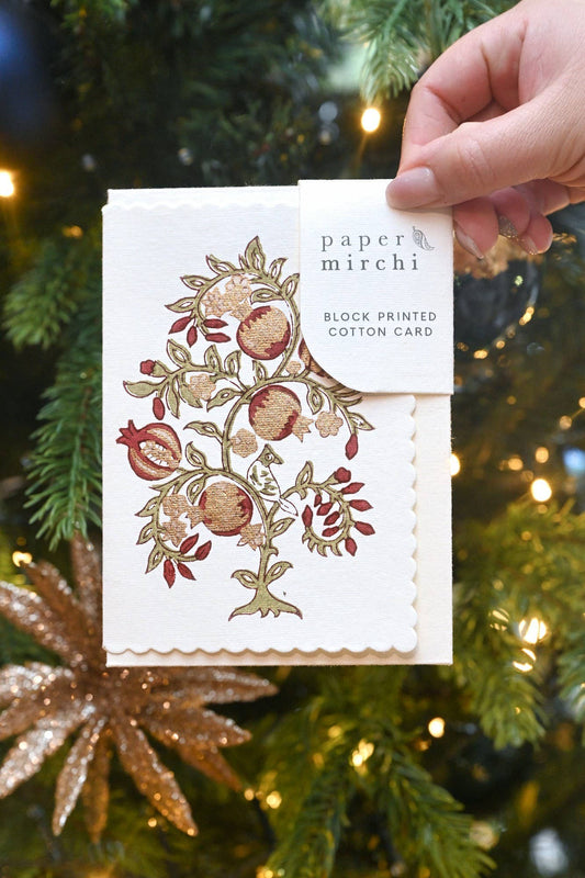 Block Printed Greeting Card - Anaar Scarlet