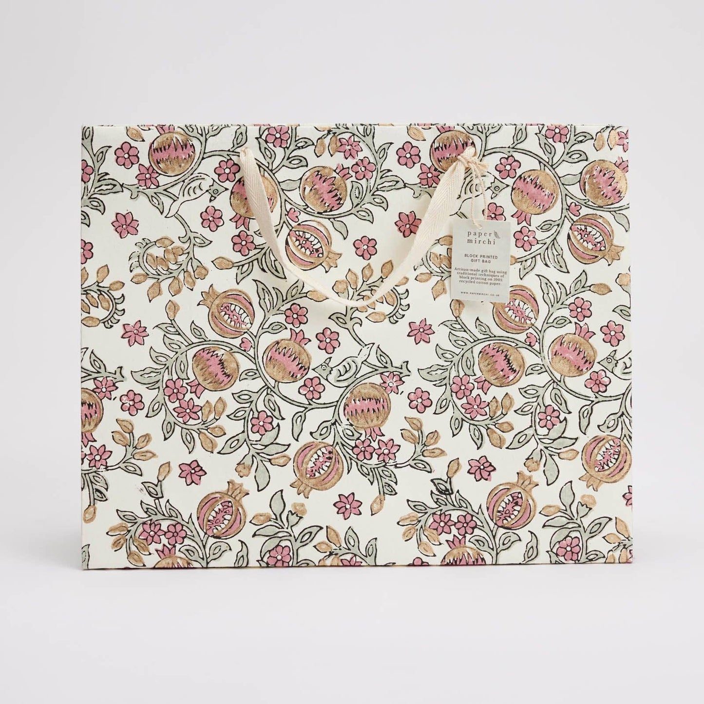 Block Printed Gift Bags (Large) - Pink Earth