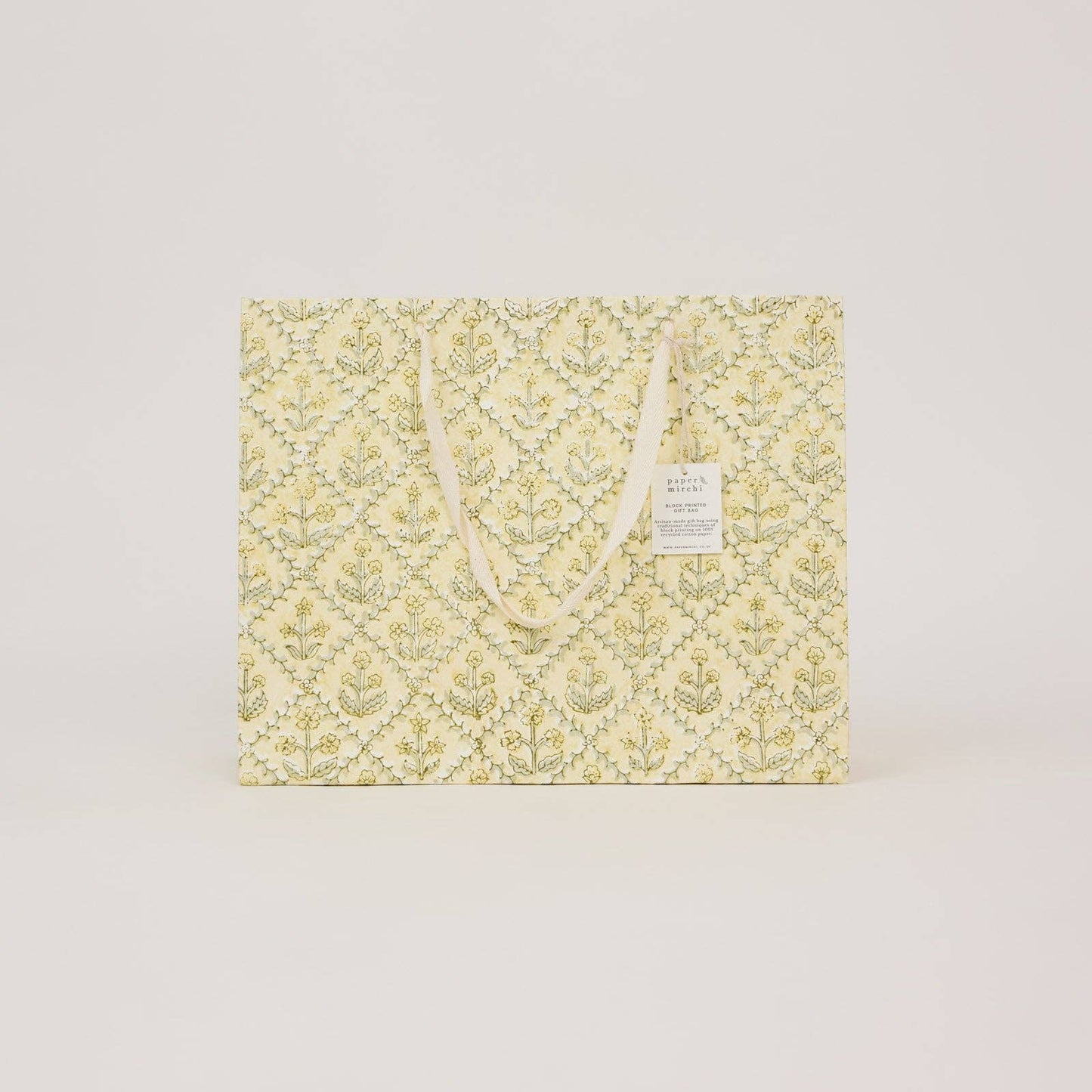Block Printed Gift Bags (Large) - Buttercream