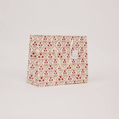 Block Printed Gift Bags (Large) - Winter Red
