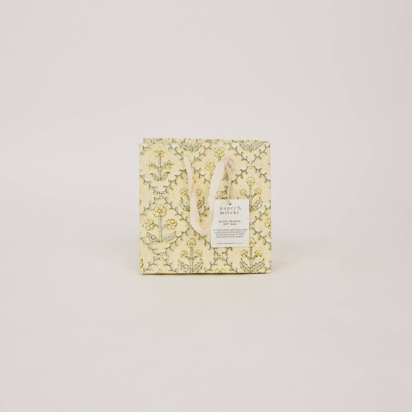 Block Printed Gift Bags (Small) - Buttercream