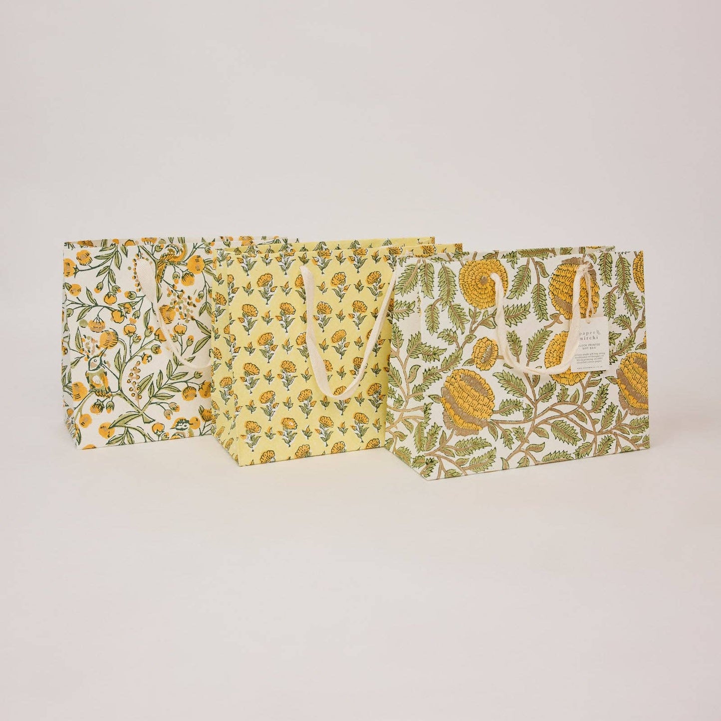 Block Printed Gift Bags (Medium) - Sunshine Refresh