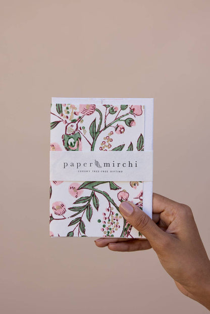Block Printed Greeting Card - Songbird Blush