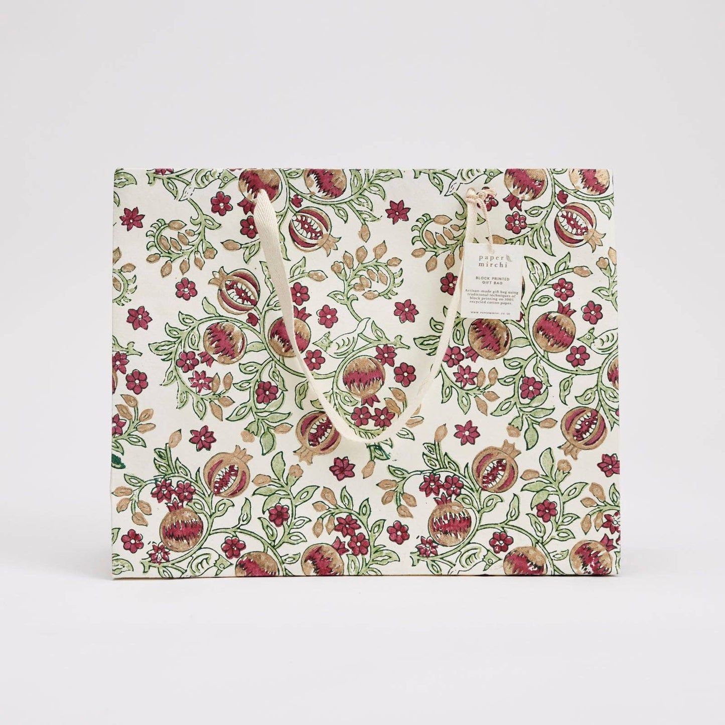 Block Printed Gift Bags (Large) - Cherry