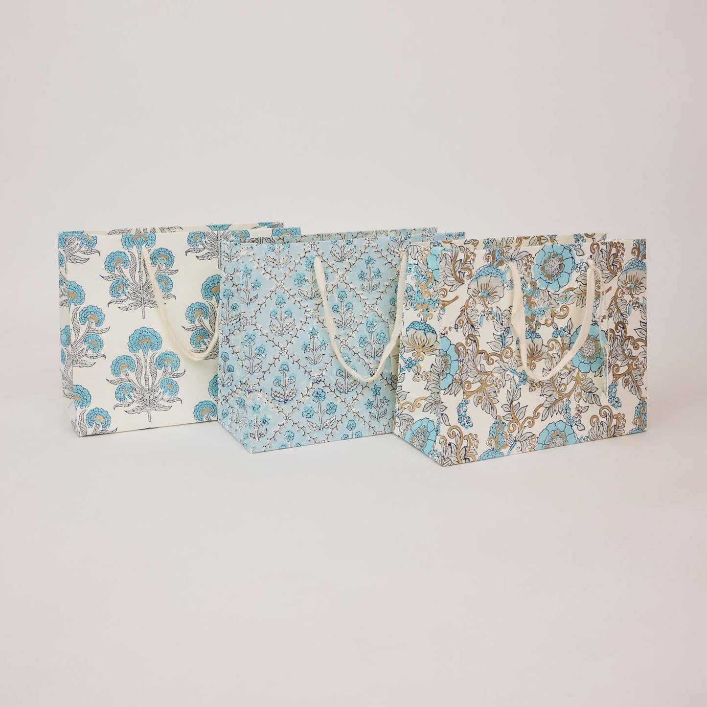 Block Printed Gift Bags (Medium) - Blue Opal