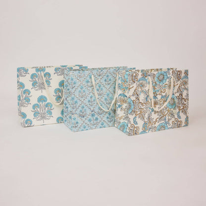 Block Printed Gift Bags (Medium) - Blue Opal