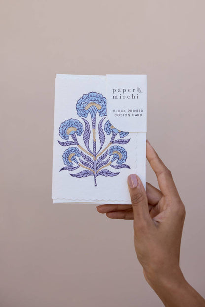 Block Printed Greeting Card - Poppy Lavender