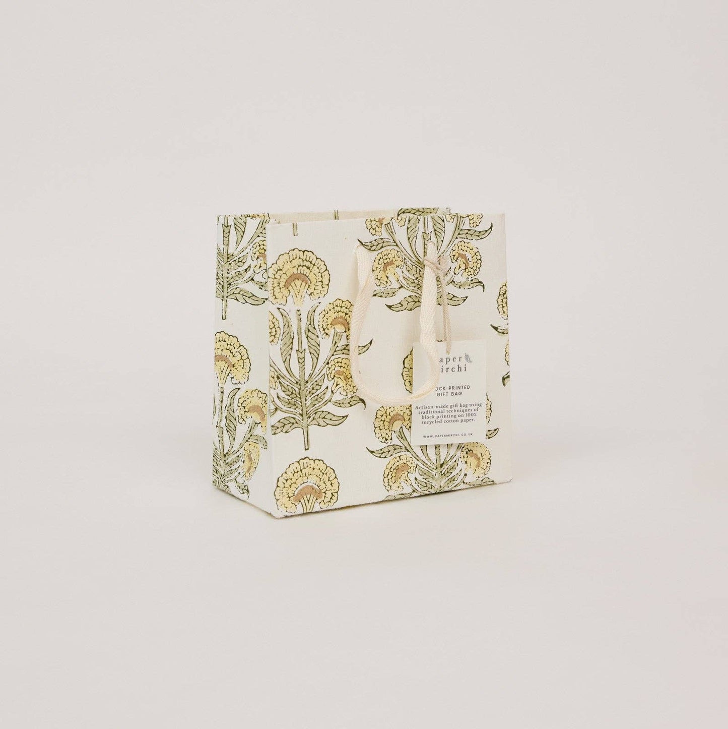Block Printed Gift Bags (Small) - Buttercream