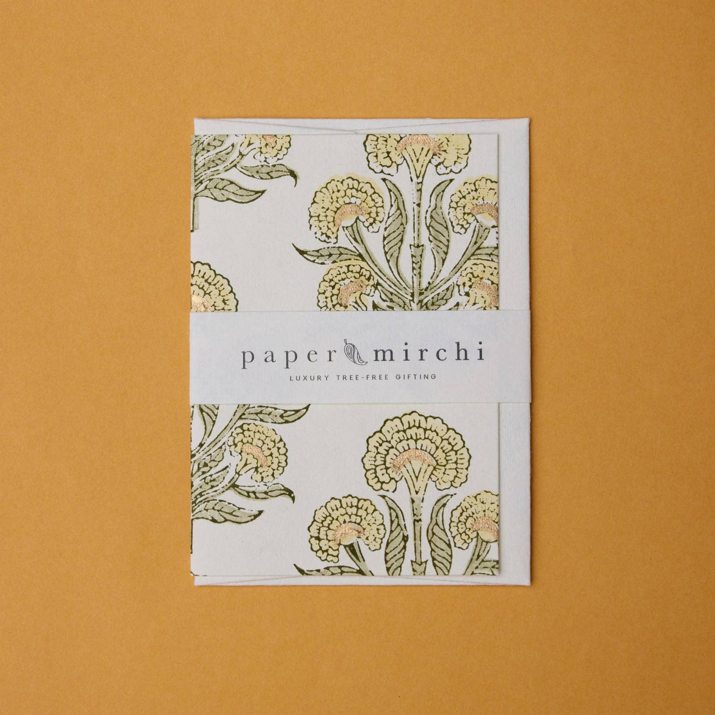 Block Printed Greeting Card - Aurora Buttercream