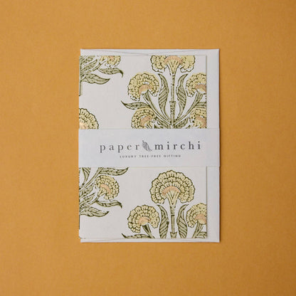 Block Printed Greeting Card - Aurora Buttercream