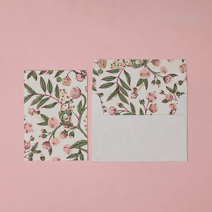 Block Printed Greeting Card - Songbird Blush