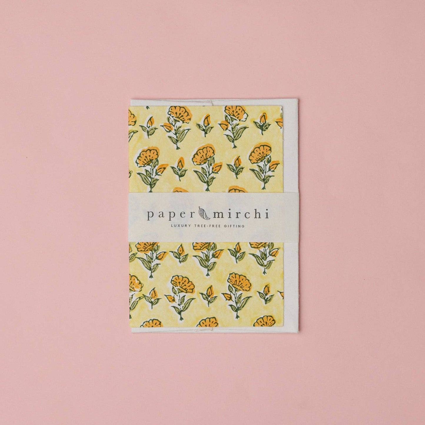 Block Printed Greeting Card - Ditsy Floral Sunshine