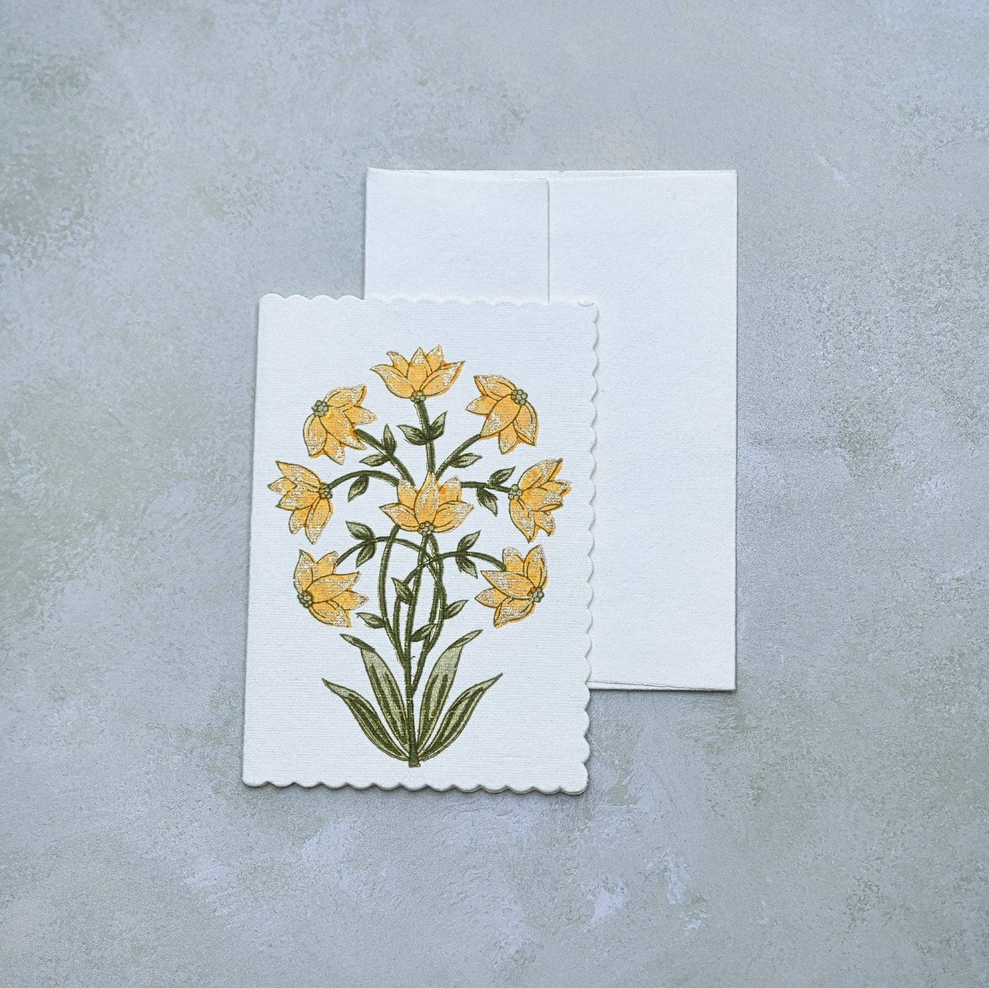 Block Printed Greeting Card - Champaca Saffron
