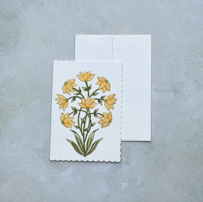 Block Printed Greeting Card - Champaca Saffron