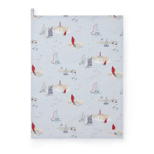 Coastal Boats Tea Towel