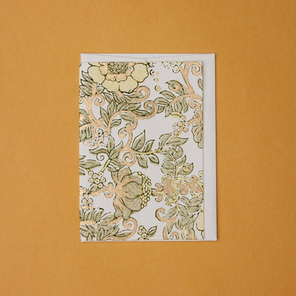 Block Printed Greeting Card - Wild Rose Buttercream