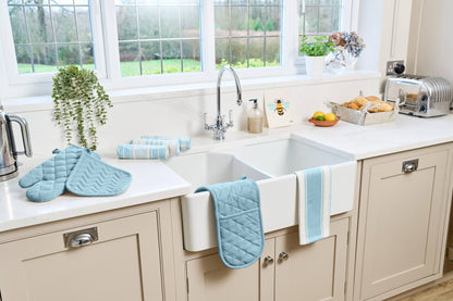 Love Colour Striped Tea Towel - Duck Egg