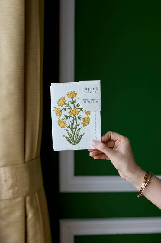 Block Printed Greeting Card - Champaca Saffron