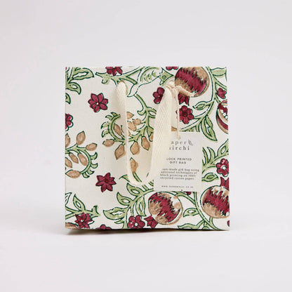 Block Printed Gift Bags (Small) - Cherry