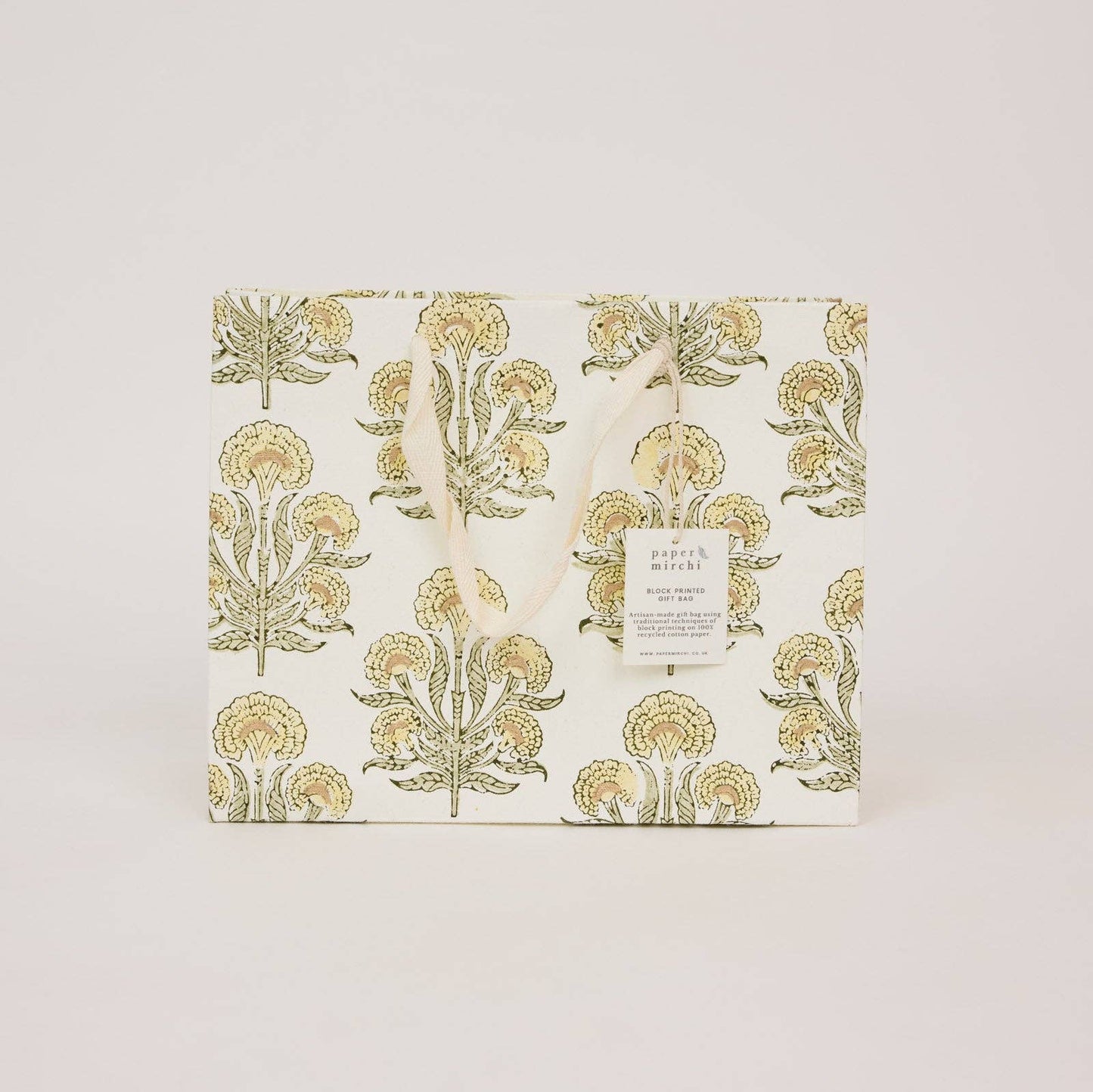 Block Printed Gift Bags (Medium) - Buttercream