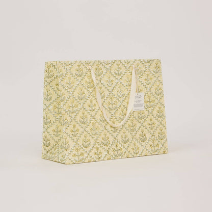 Block Printed Gift Bags (Large) - Buttercream