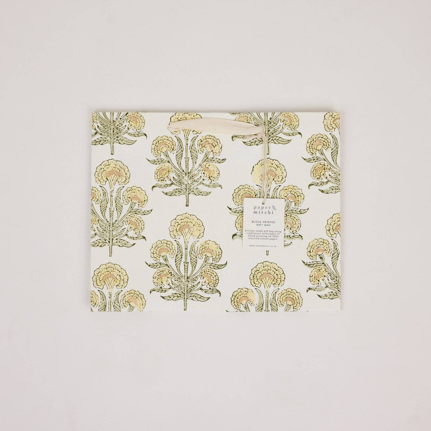 Block Printed Gift Bags (Medium) - Buttercream