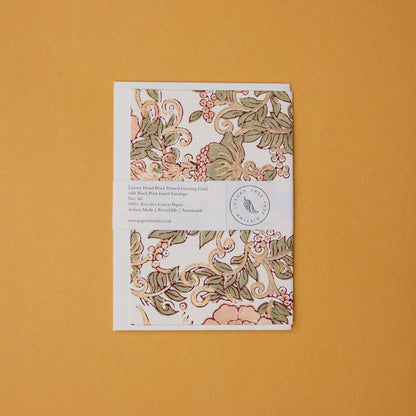 Block Printed Greeting Card - Wild Rose Terracotta