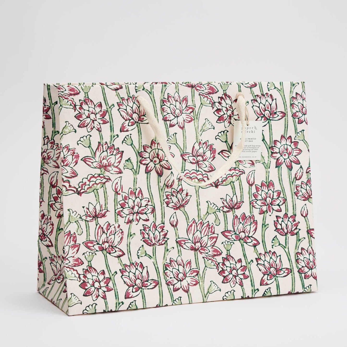Block Printed Gift Bags (Large) - Cherry