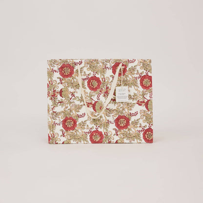 Block Printed Gift Bags (Large) - Winter Red