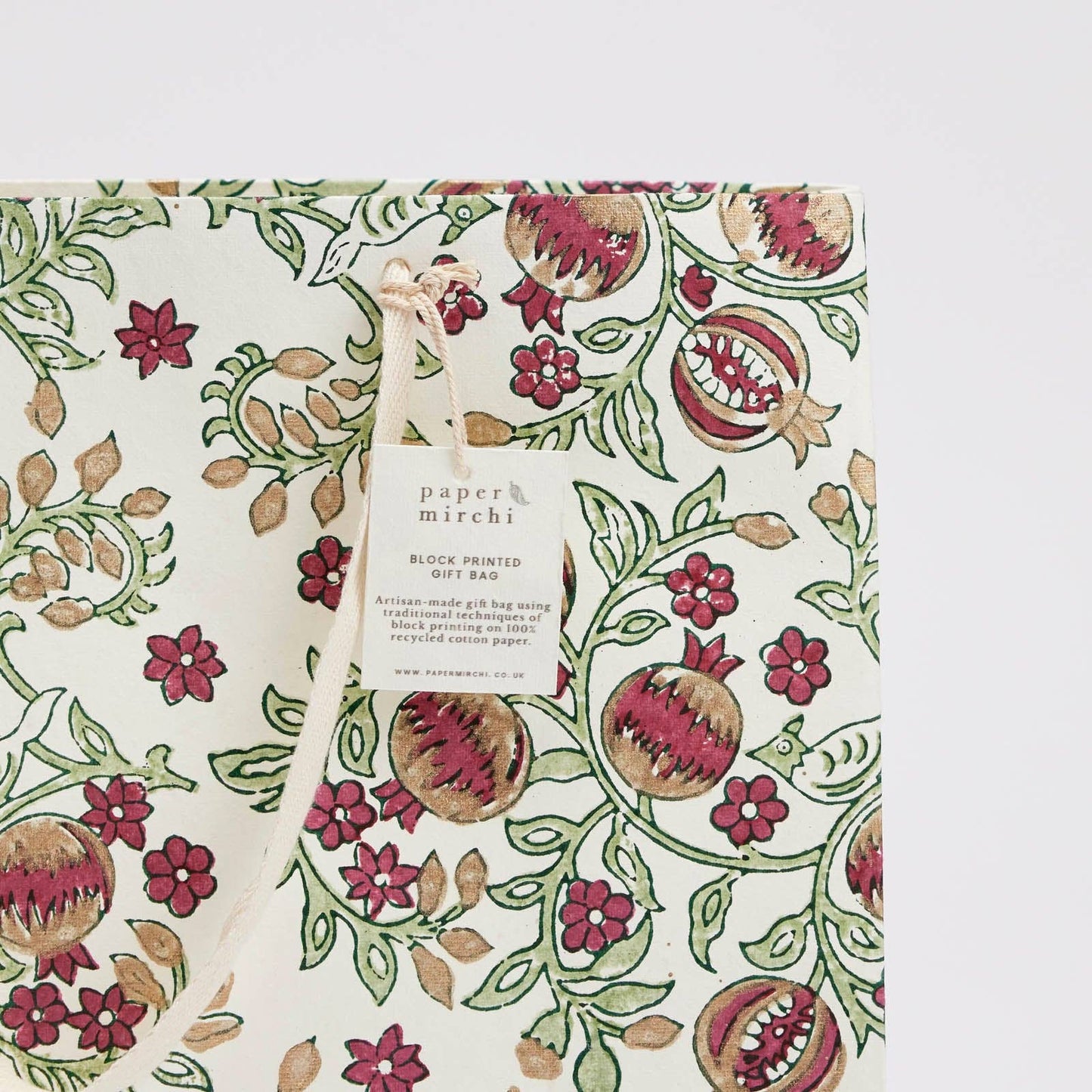 Block Printed Gift Bags (Medium) - Cherry