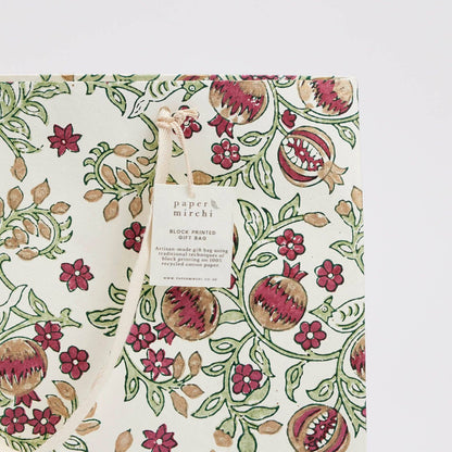 Block Printed Gift Bags (Medium) - Cherry