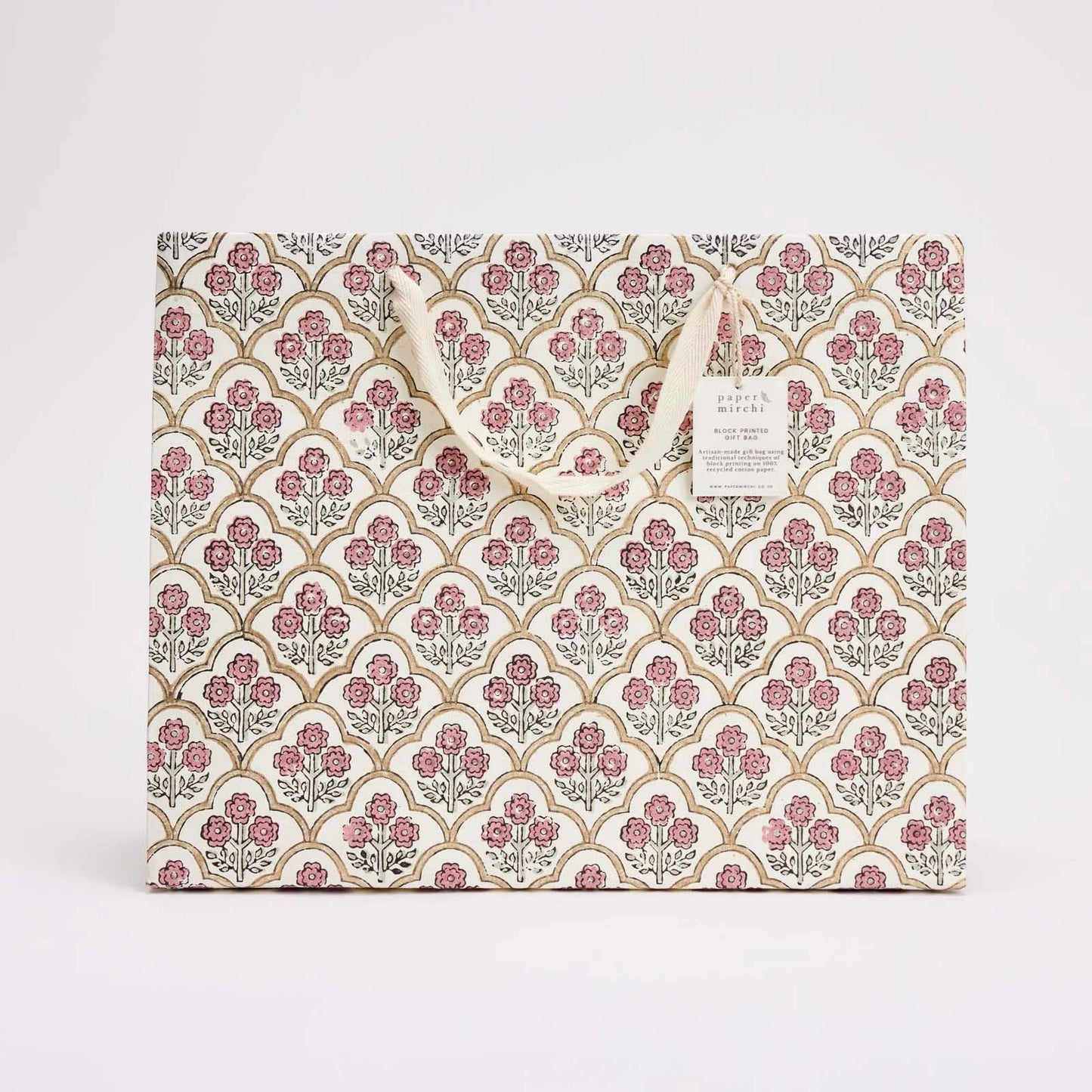 Block Printed Gift Bags (Large) - Pink Earth