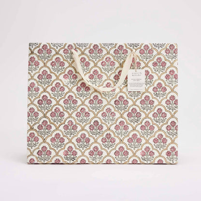 Block Printed Gift Bags (Large) - Pink Earth