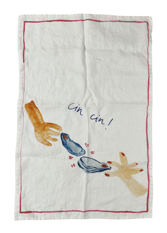 Cin Cin! Oyster Cheers - Linen Teatowel