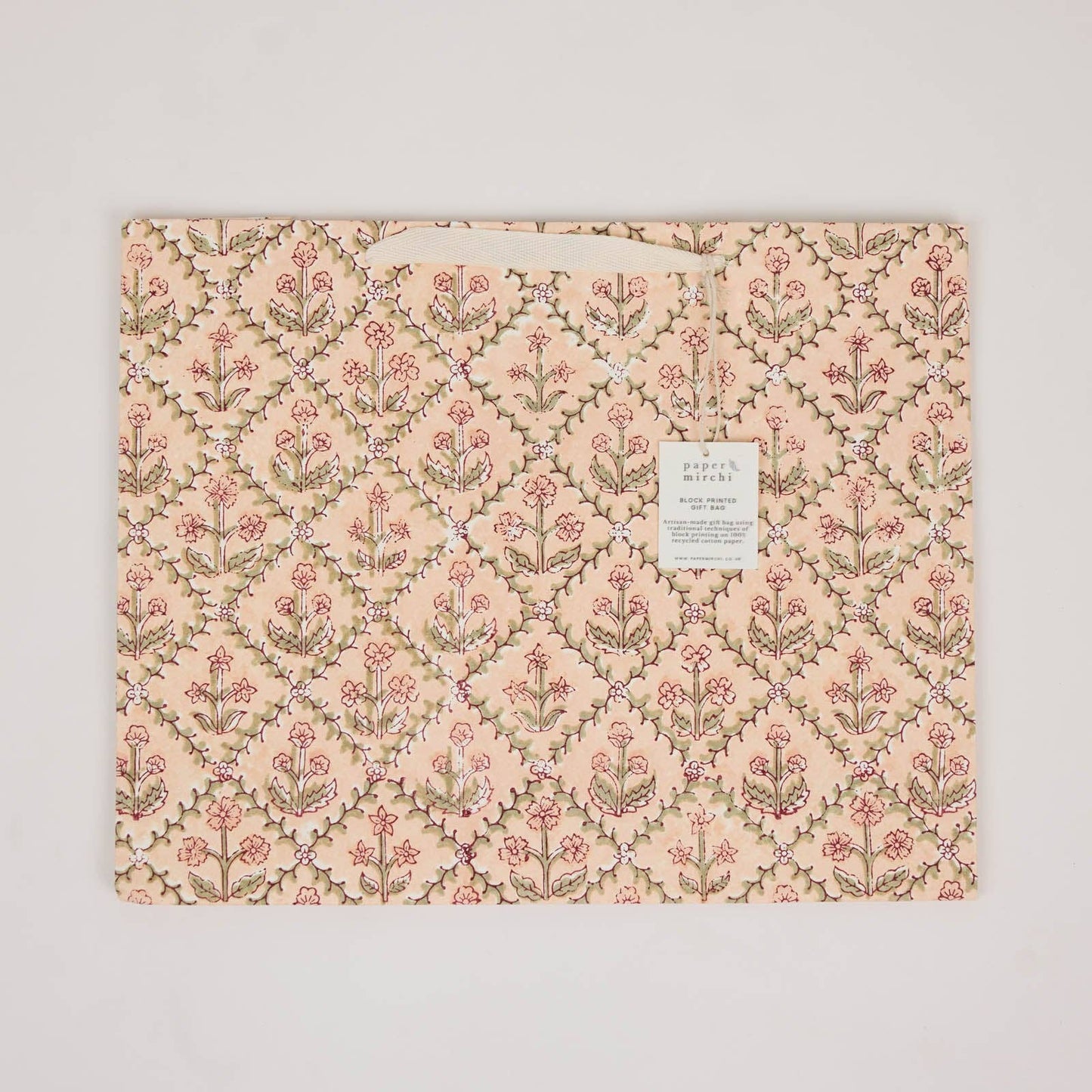 Block Printed Gift Bags (Large) - Terracotta
