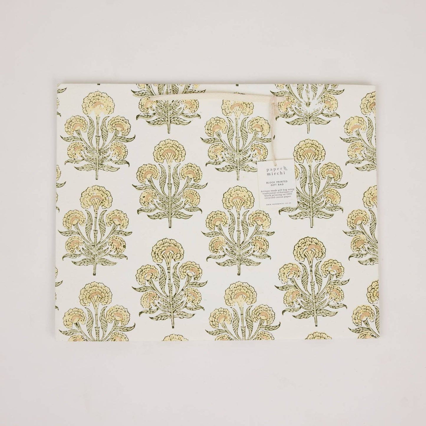 Block Printed Gift Bags (Large) - Buttercream