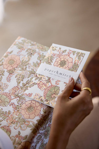 Block Printed Greeting Card - Wild Rose Terracotta