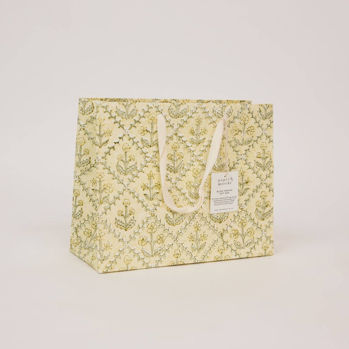 Block Printed Gift Bags (Medium) - Buttercream