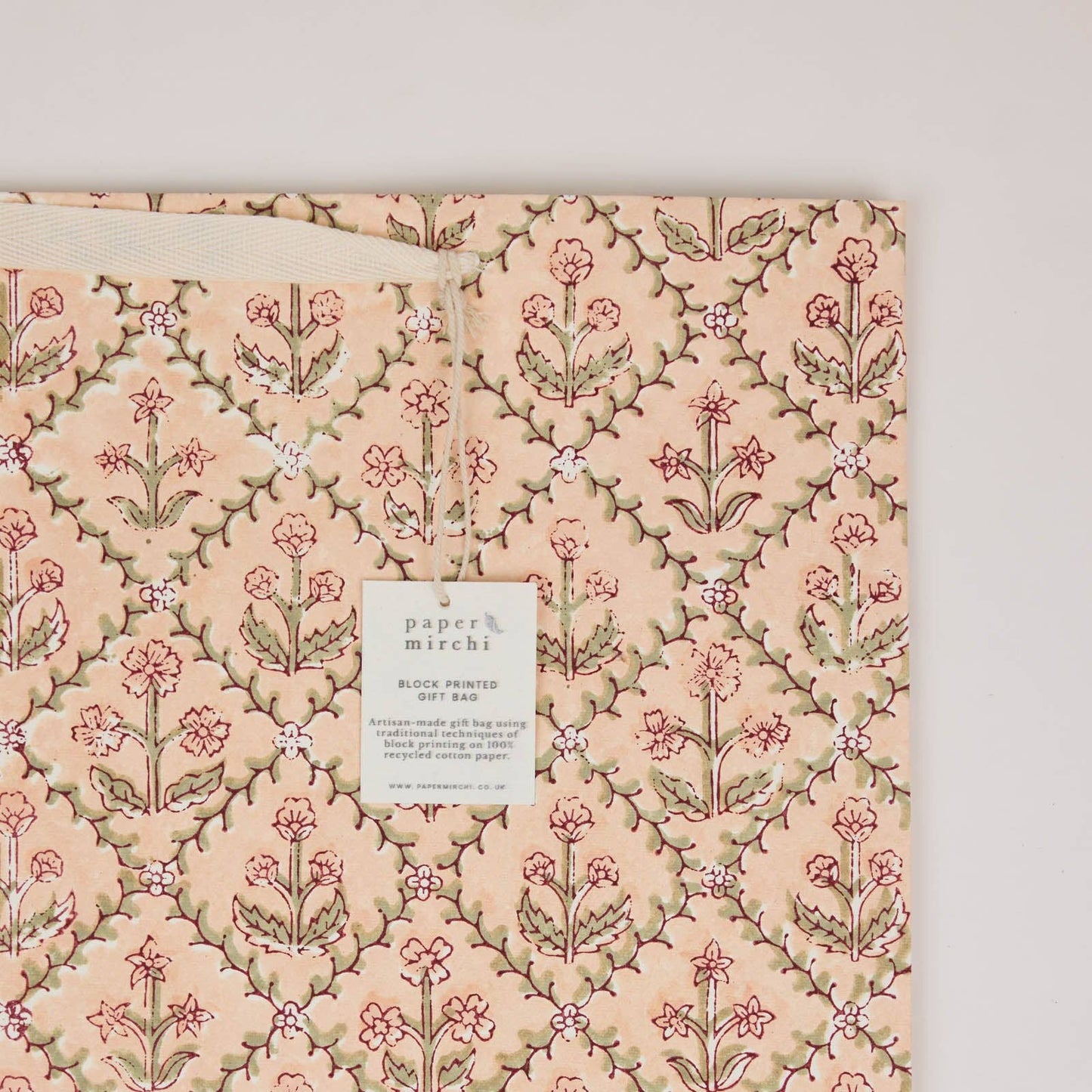 Block Printed Gift Bags (Large) - Terracotta