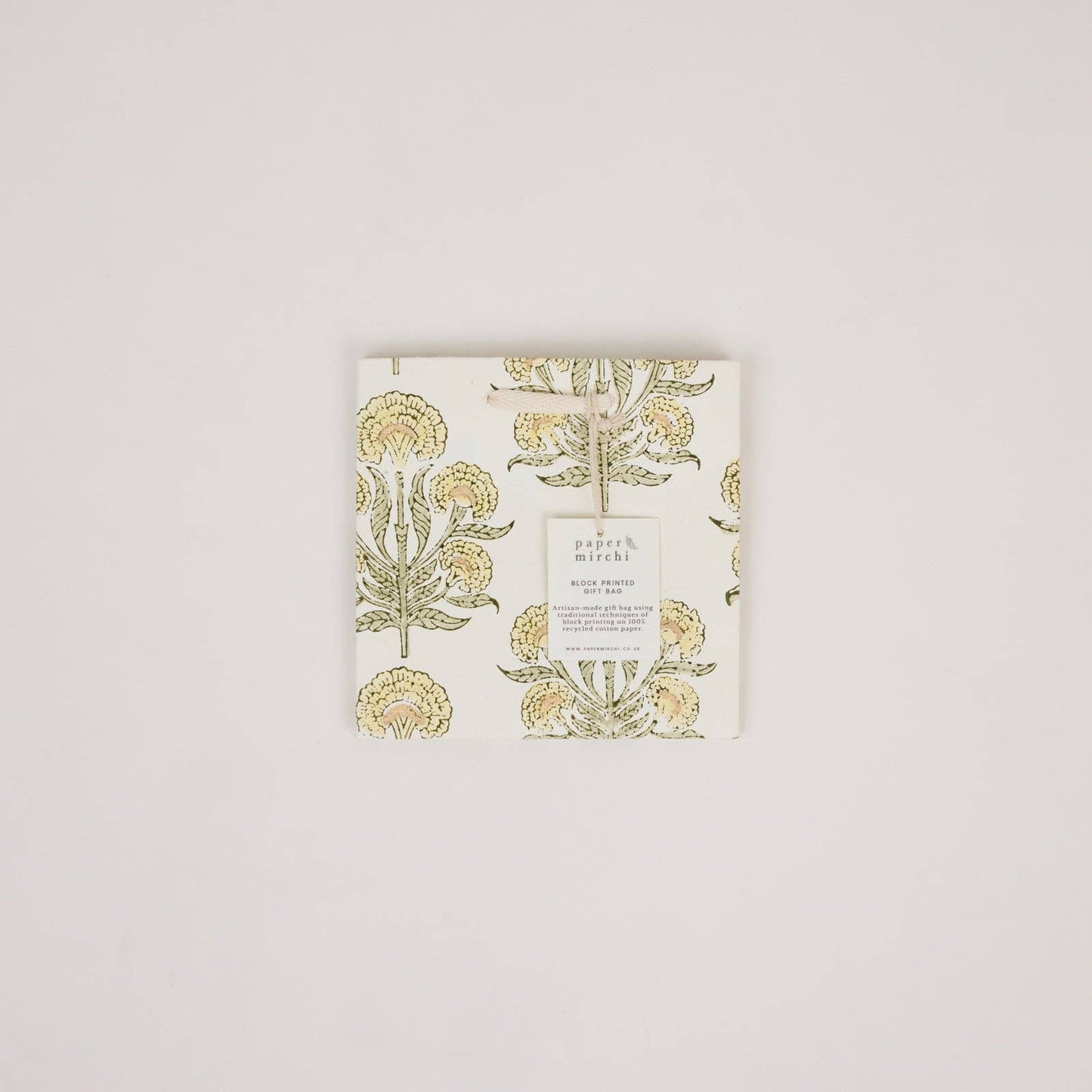 Block Printed Gift Bags (Small) - Buttercream