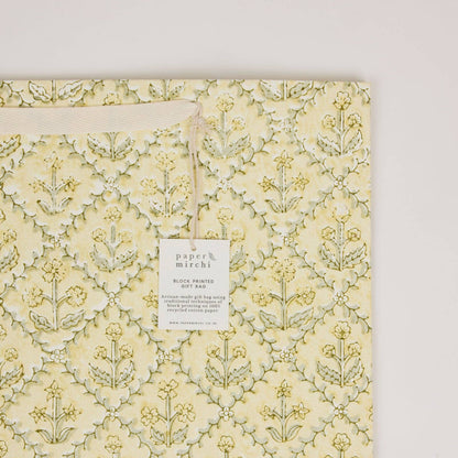 Block Printed Gift Bags (Large) - Buttercream