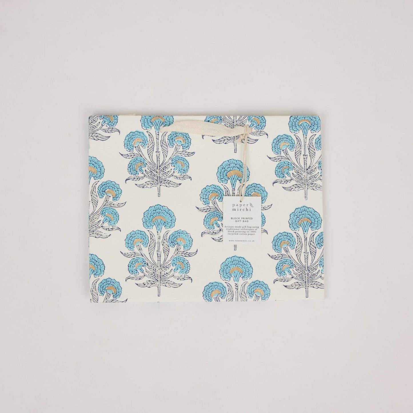 Block Printed Gift Bags (Medium) - Blue Opal