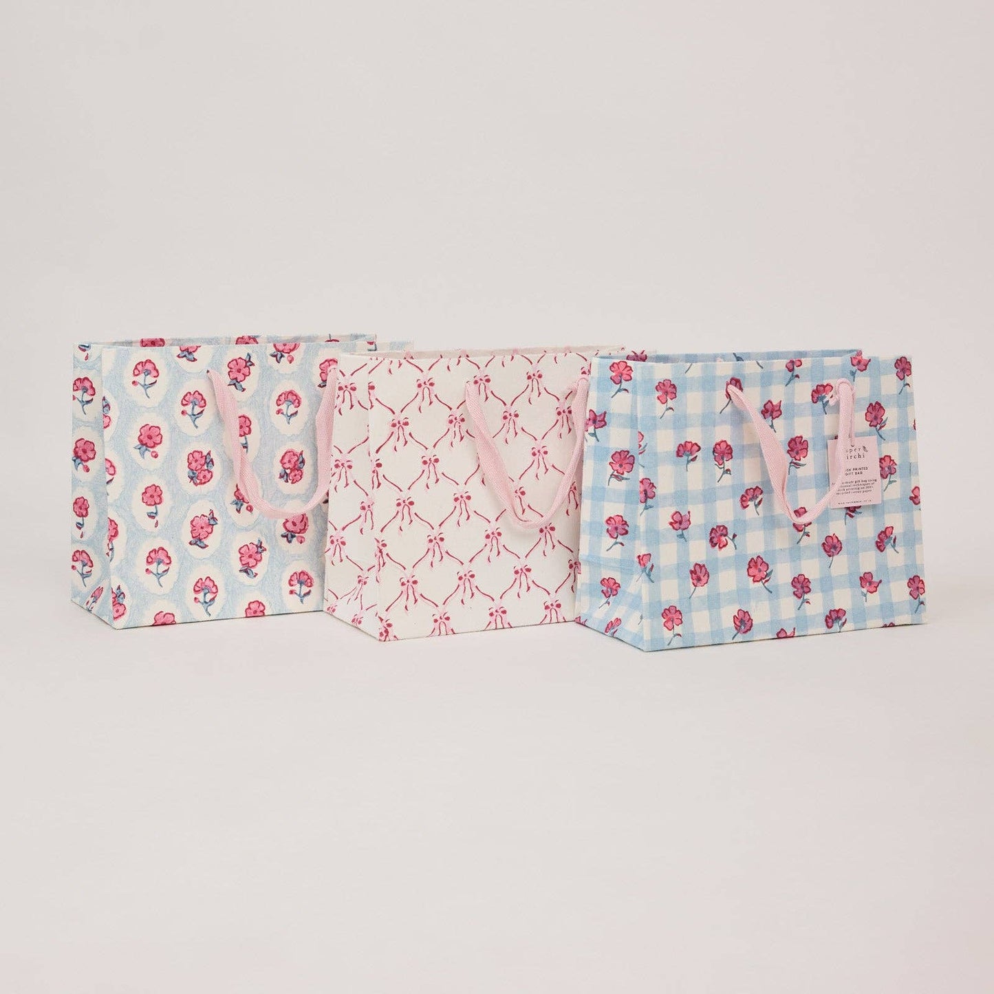 Block Printed Gift Bags (Medium) - Pink Sorbet