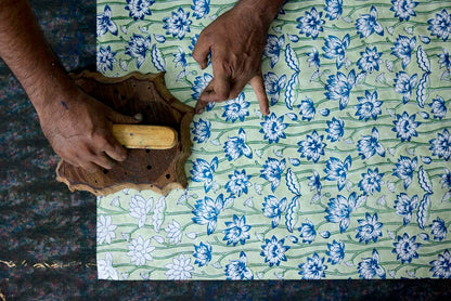 Block Printed Greeting Card - Lotus Indigo