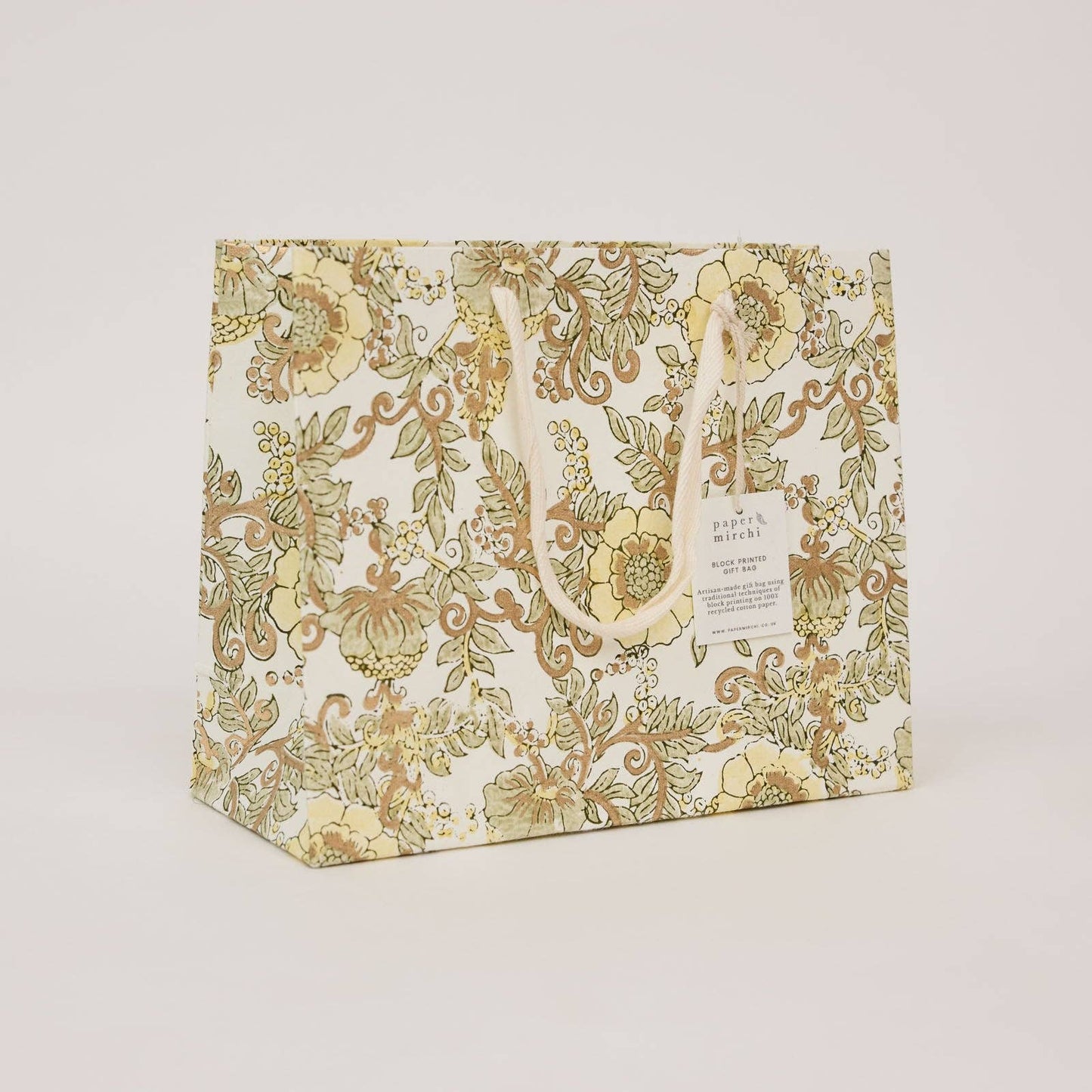 Block Printed Gift Bags (Medium) - Buttercream