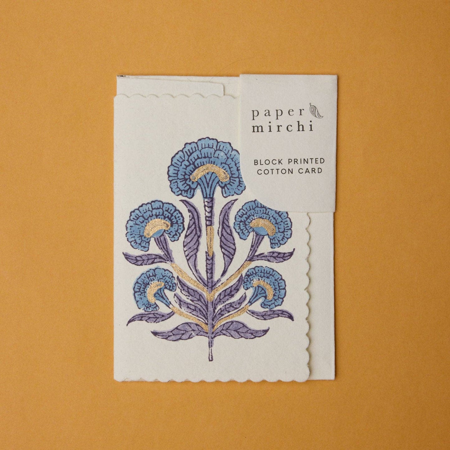 Block Printed Greeting Card - Poppy Lavender