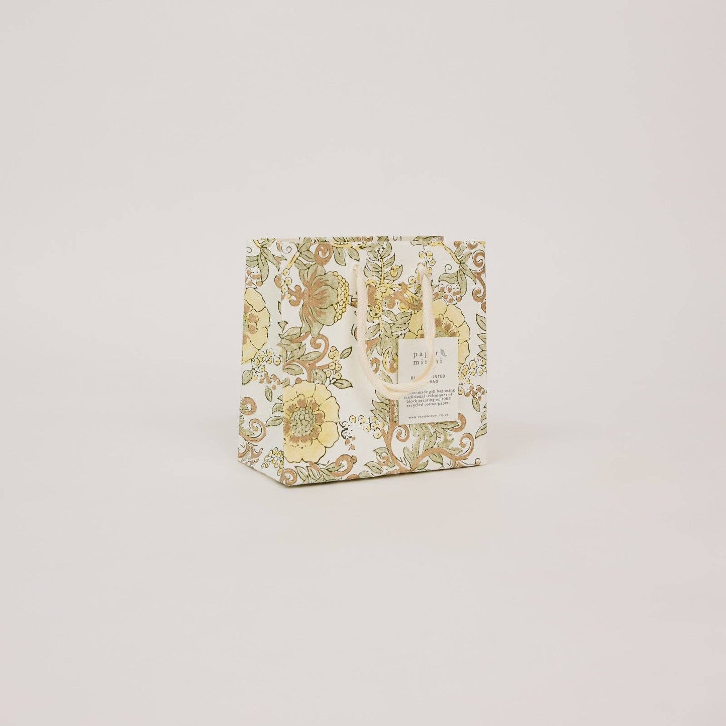 Block Printed Gift Bags (Small) - Buttercream