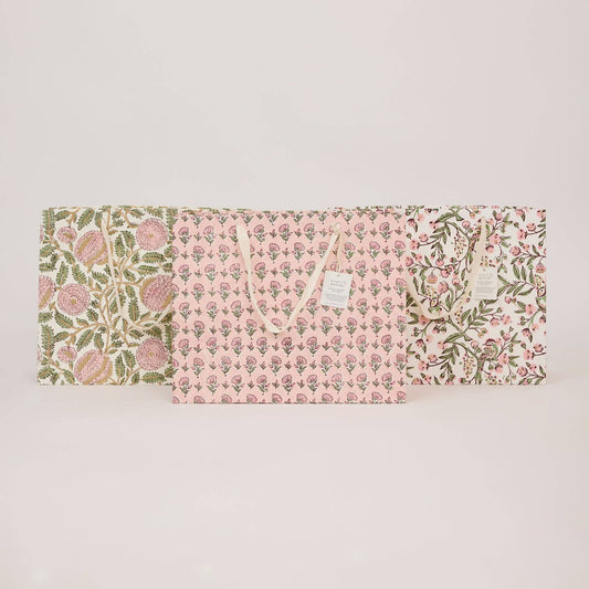 Block Printed Gift Bags (Large) - Blush Refresh