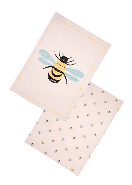 Bees Knees Tea Towels Set of 2 Yellow